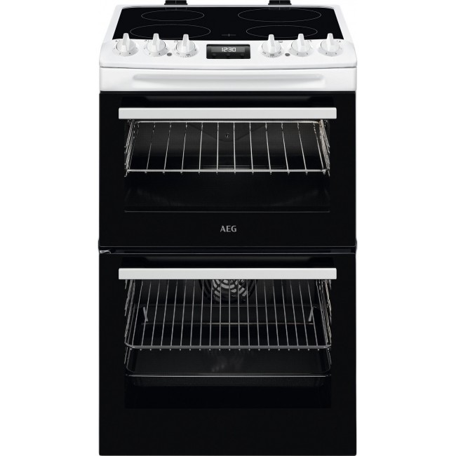 AEG CCX1530ACW 55cm Double Oven Electric Cooker with Ceramic Hob - White AEG CCX1530ACW 55cm Double Oven Electric Cooker with Ceramic Hob - White
