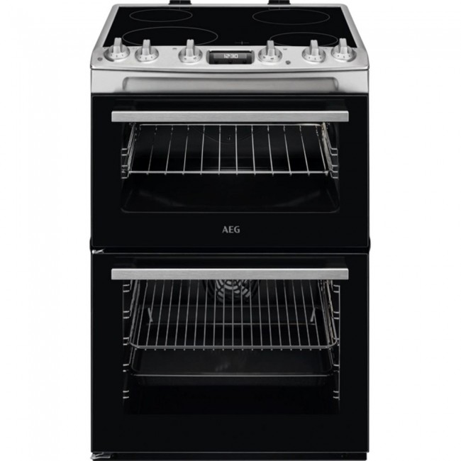 AEG CCX6530ACM 60cm Double Oven Electric Cooker with Ceramic Hob - Stainless Steel