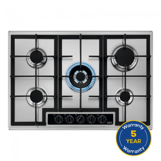 AEG HGB75420YM 75cm Gas Hob - Stainless Steel