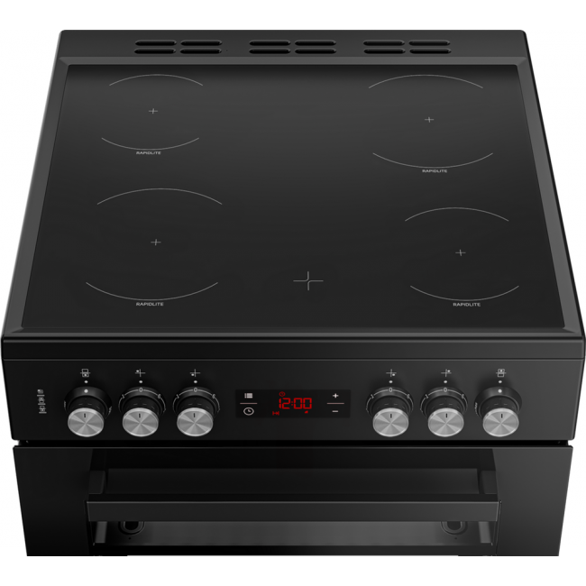 Beko EDC634K 60cm Double Oven Electric Cooker with Ceramic Hob - Black