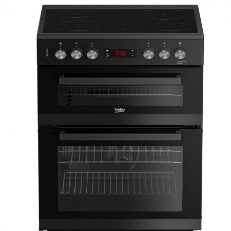 Beko EDC634K 60cm Double Oven Electric Cooker with Ceramic Hob - Black