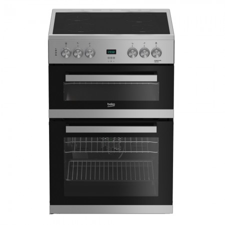 Beko EDC633S 60cm Double Oven Electric Cooker with Ceramic Hob - Silver