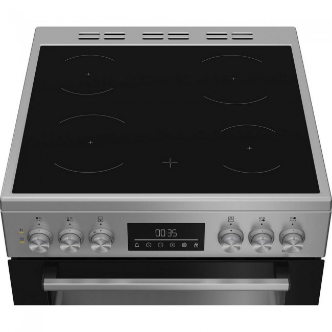 Beko EDC6731S 60cm Double Oven Electric Cooker with Vitroceramic Hob - Silver