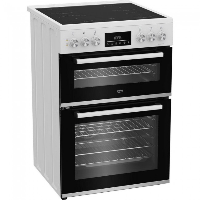 Beko EDC6731W 60cm Double Oven Electric Cooker with Vitroceramic Hob - White Beko EDC6731W 60cm Double Oven Electric Cooker with Vitroceramic Hob - White