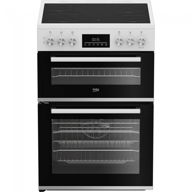 Beko EDC6731W 60cm Double Oven Electric Cooker with Vitroceramic Hob - White Beko EDC6731W 60cm Double Oven Electric Cooker with Vitroceramic Hob - White