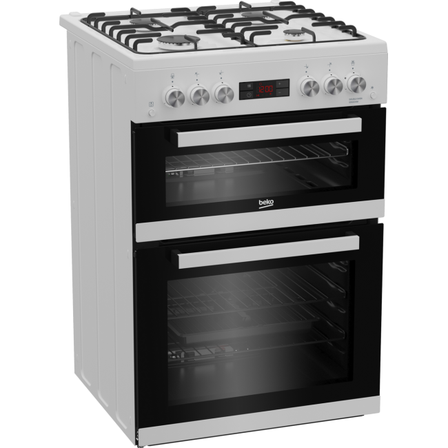 Beko EDG634W 60cm Double Oven Gas Cooker with Gas Hob - White