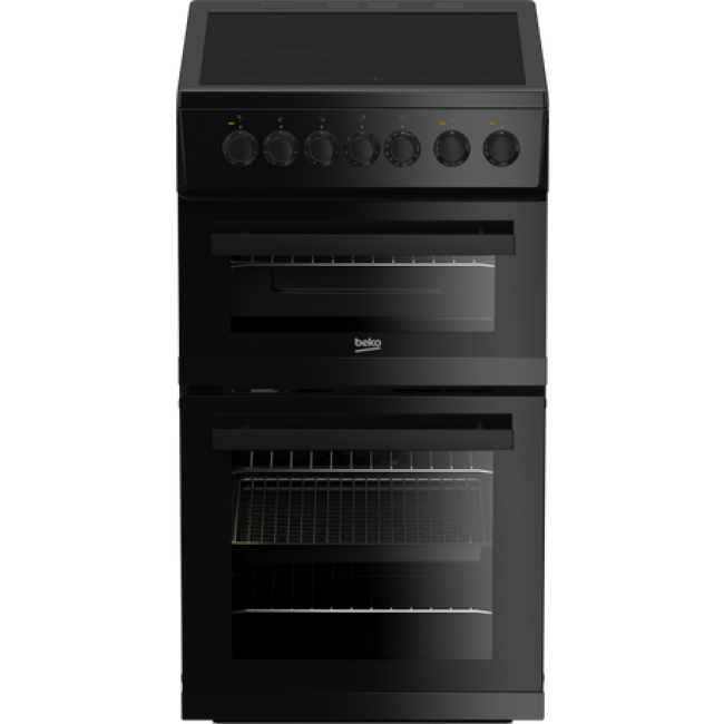 Beko EDVC503B 50cm Double Oven Electric Cooker with Ceramic Hob - Black 