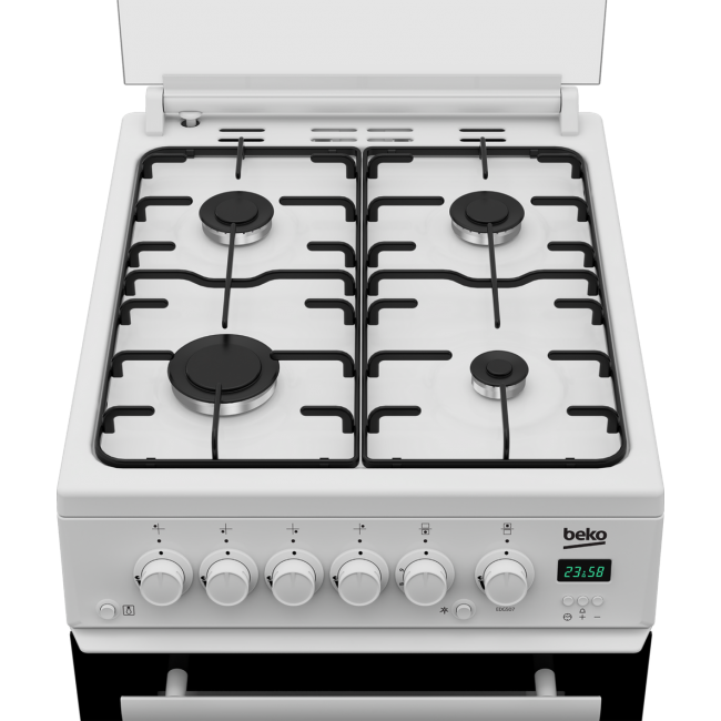 Beko EDG507W 50cm Twin Cavity Gas Cooker with Gas Hob - White