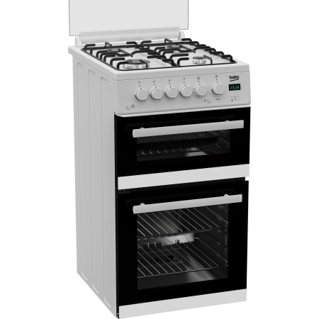 Beko EDG507W 50cm Twin Cavity Gas Cooker with Gas Hob - White