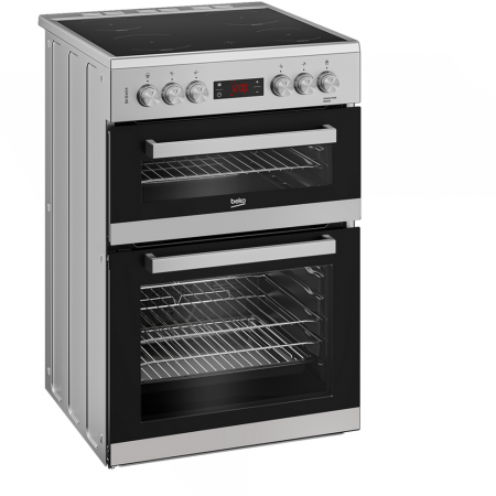 Beko EDC634S 60cm Double Oven Electric Cooker with Ceramic Hob - Silver