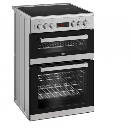 Beko EDC634S 60cm Double Oven Electric Cooker with Ceramic Hob - Silver