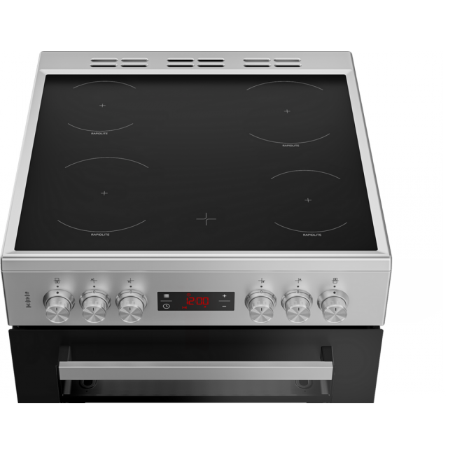 Beko EDC634S 60cm Double Oven Electric Cooker with Ceramic Hob - Silver