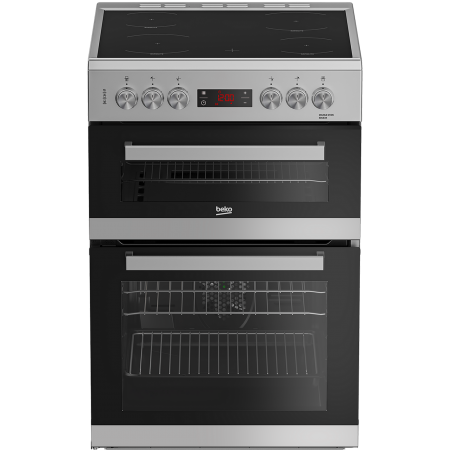 Beko EDC634S 60cm Double Oven Electric Cooker with Ceramic Hob - Silver