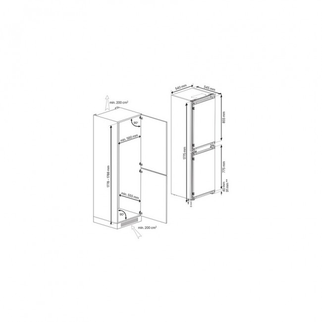Blomberg KNE4564EVI VitaminCare+ 54cm 50/50 Integrated Frost Free Fridge Freezer