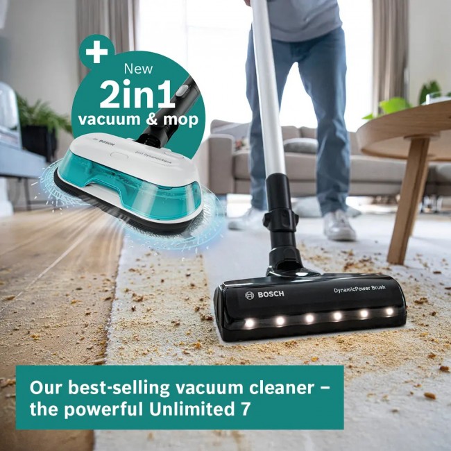 Cordless 2 in 1 Vacuum and Mop Unlimited 7 Aqua White
