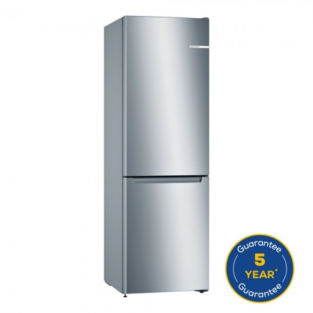 Series 2 Free-standing fridge-freezer with freezer at bottom 176 x 60 cm Stainless steel look