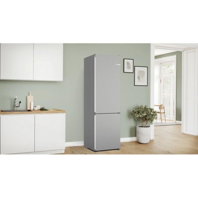 Series 4 Free-standing fridge-freezer with freezer at bottom 203 x 60 cm Stainless steel look