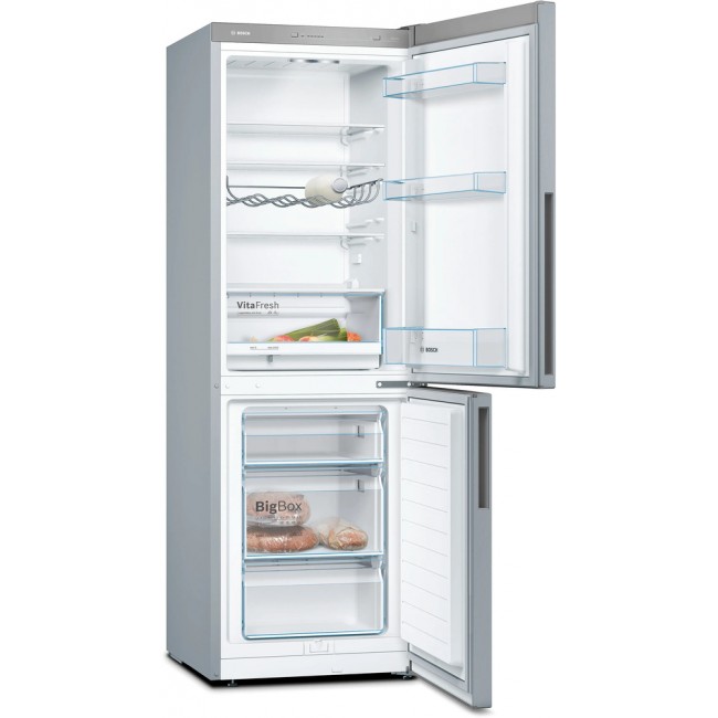 Series 4 Free-standing fridge-freezer with freezer at bottom 176 x 60 cm Stainless steel look