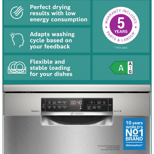 Series 6 Free-standing dishwasher 60 cm Brushed steel anti-fingerprint