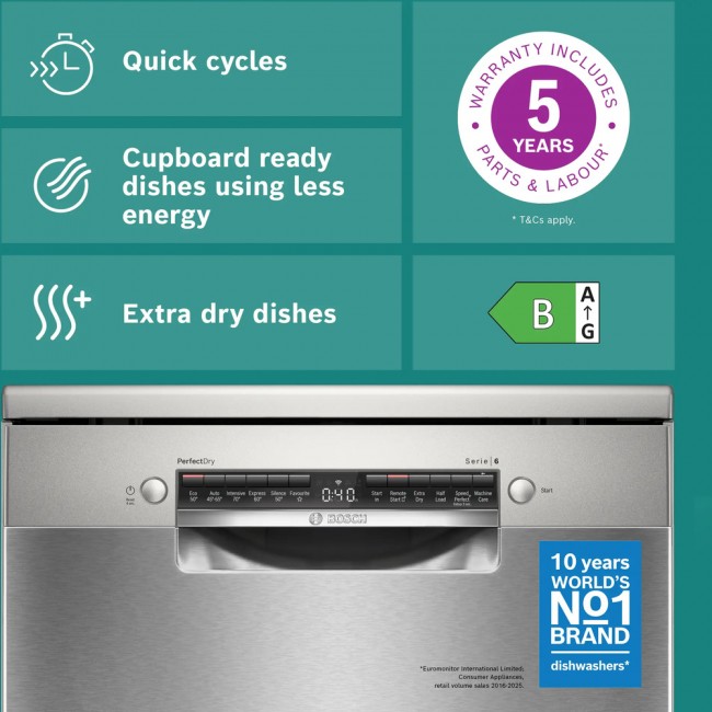 Series 6 Free-standing dishwasher 60 cm Brushed steel anti-fingerprint