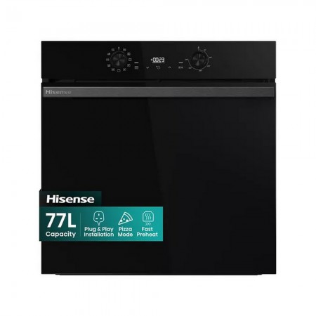 Hisense BI622ABPGUK Built In Electric Single Steam, Plug & Play Oven - Jet Black