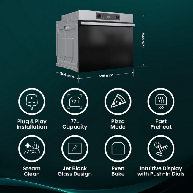 Hisense BI622AXPGUK 59.5cm Built In Electric Single Oven - Black & Stainless Steel