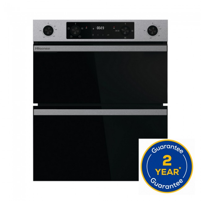 Hisense BUD714221CX 59.4cm Built Under Electric Double Oven - Black & Stainless Steel