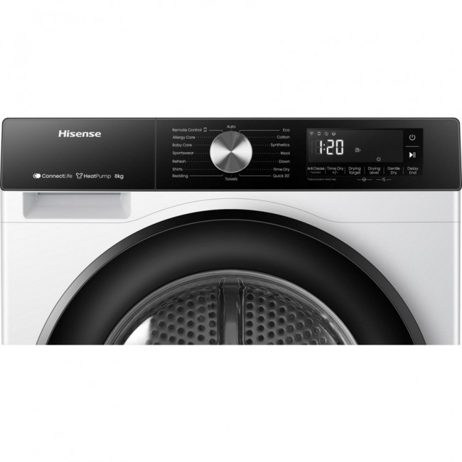 Hisense 3S Series DH3S802BW3 WiFi-enabled 8kg Heat Pump Tumble Dryer - White