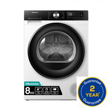 Hisense 3S Series DH3S802BW3 WiFi-enabled 8kg Heat Pump Tumble Dryer - White