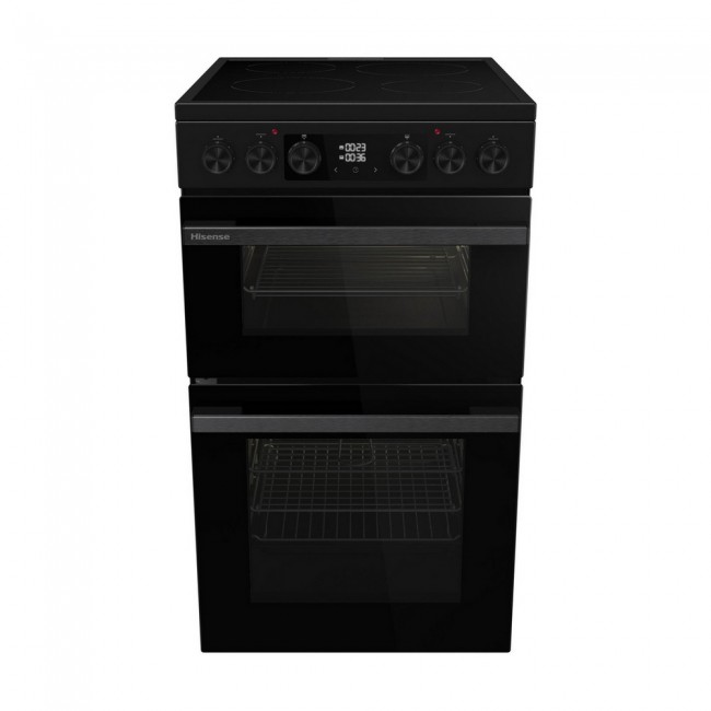 Hisense HDCEC5C10B 50cm Double Oven Electric Cooker with Ceramic Hob - Black