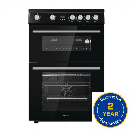 Hisense HDE3211BBUK 60cm Double Oven Electric Cooker with Ceramic Hob - Black
