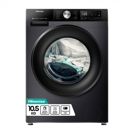 Hisense WF3S1043BB3 10.5kg 1400 Spin Steam Washing Machine - Black