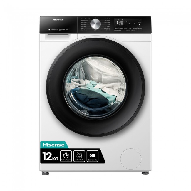 Hisense WF3S1243BW3 12kg 1400 Spin, Steam Washing Machine - White