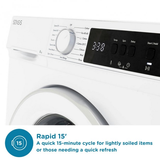 Sensis WMF01814AW 8kg 1400 Spin Washing Machine - White