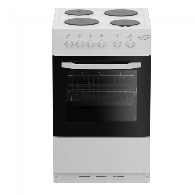 Zenith ZE503W 50cm Electric Single Oven with solid plate - hob White