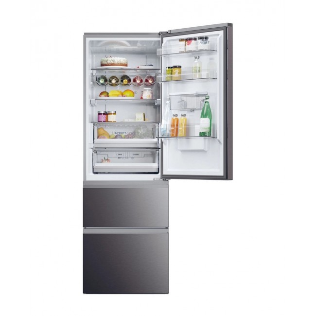 Haier HTW5618EWMP 59.5cm 60/40 Frost Free Fridge Freezer - Dark Inox++5YR Warranty Haier HTW5618EWMP 59.5cm 60/40 Frost Free Fridge Freezer - Dark Inox++5YR Warranty