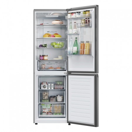 Haier 2D 60 Serie 3 HDPR3618DNPK 355L Total No Frost Fridge Freezer - Stainless Steel