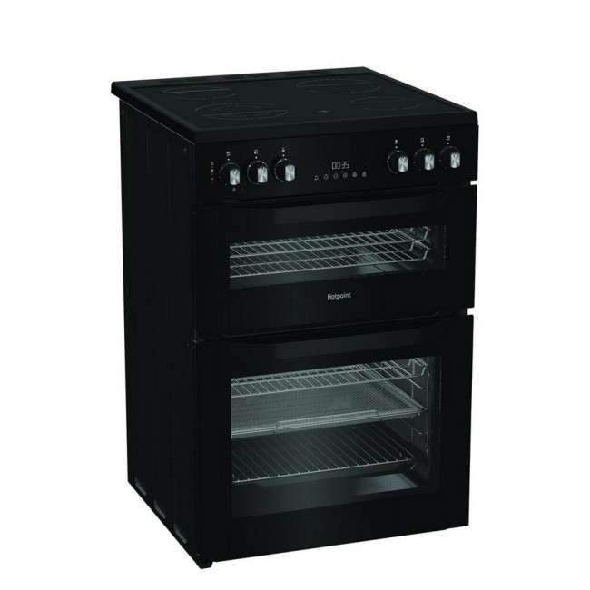Hotpoint HDE6VDCASB1 60cm Double Oven Electric Cooker with Ceramic Hob - Black
