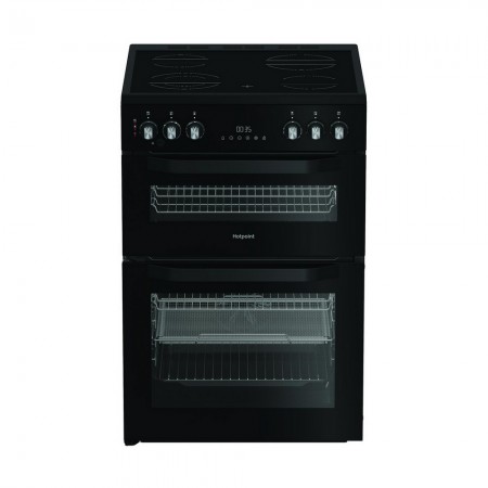 Hotpoint HDE6VDCASB1 60cm Double Oven Electric Cooker with Ceramic Hob - Black