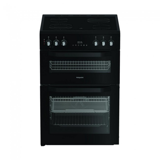 Hotpoint HDE6VDCASB1 60cm Double Oven Electric Cooker with Ceramic Hob - Black
