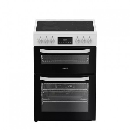 Hotpoint HDE6VDW 60cm Double Electric Ceramic Cooker - White