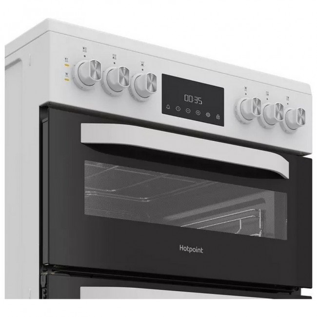Hotpoint HDE6VDW 60cm Double Electric Ceramic Cooker - White