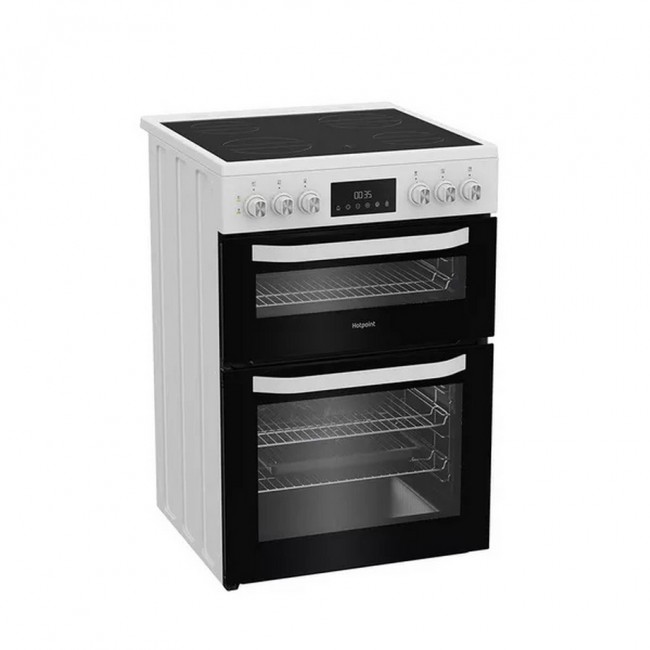 Hotpoint HDE6VDW 60cm Double Electric Ceramic Cooker - White