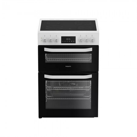 Hotpoint HDE6VDW 60cm Double Electric Ceramic Cooker - White
