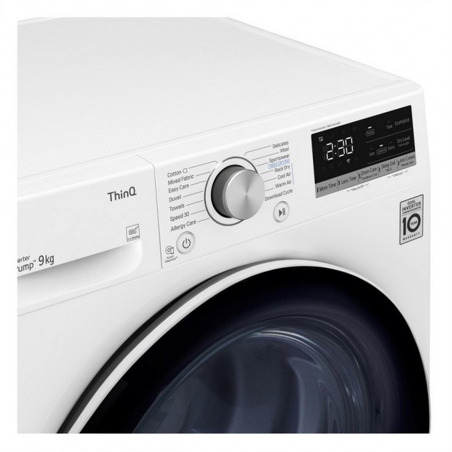 LG Series 4 ThinQ FDV709W 9 kg Heat Pump Tumble Dryer - White