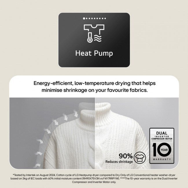 LG Series 5 RHX5009TWB 9kg Heat Pump Tumble Dryer - White