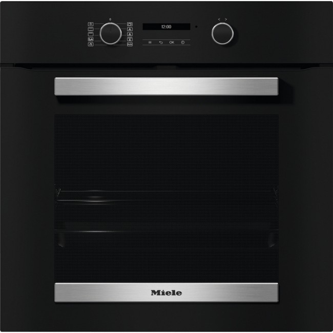 Miele H 2465 BP 59.5cm Built In Electric Single Oven - Black & Stainless Steel