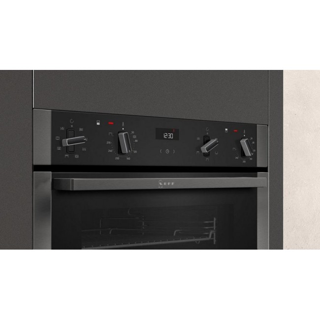 Neff U1ACE2HG0B 59.4cm Built In Electric Double Oven - Black with Graphite Trim