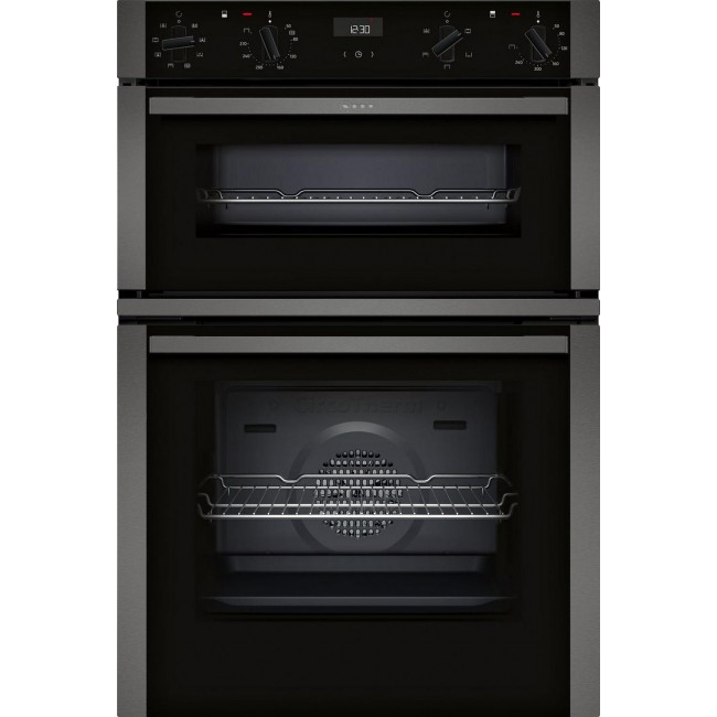 Neff U1ACE2HG0B 59.4cm Built In Electric Double Oven - Black with Graphite Trim