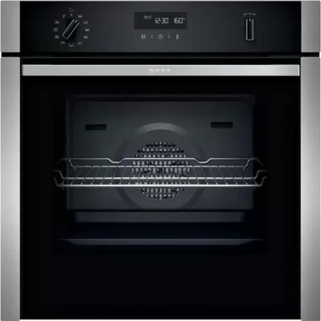 Neff B6ACH7HH0B 59.4cm Built In Electric Single Oven - Stainless Steel-Slide & Hide Door